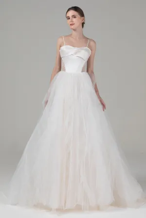 A-Line Court Train Satin Tulle Wedding Dress CW2542