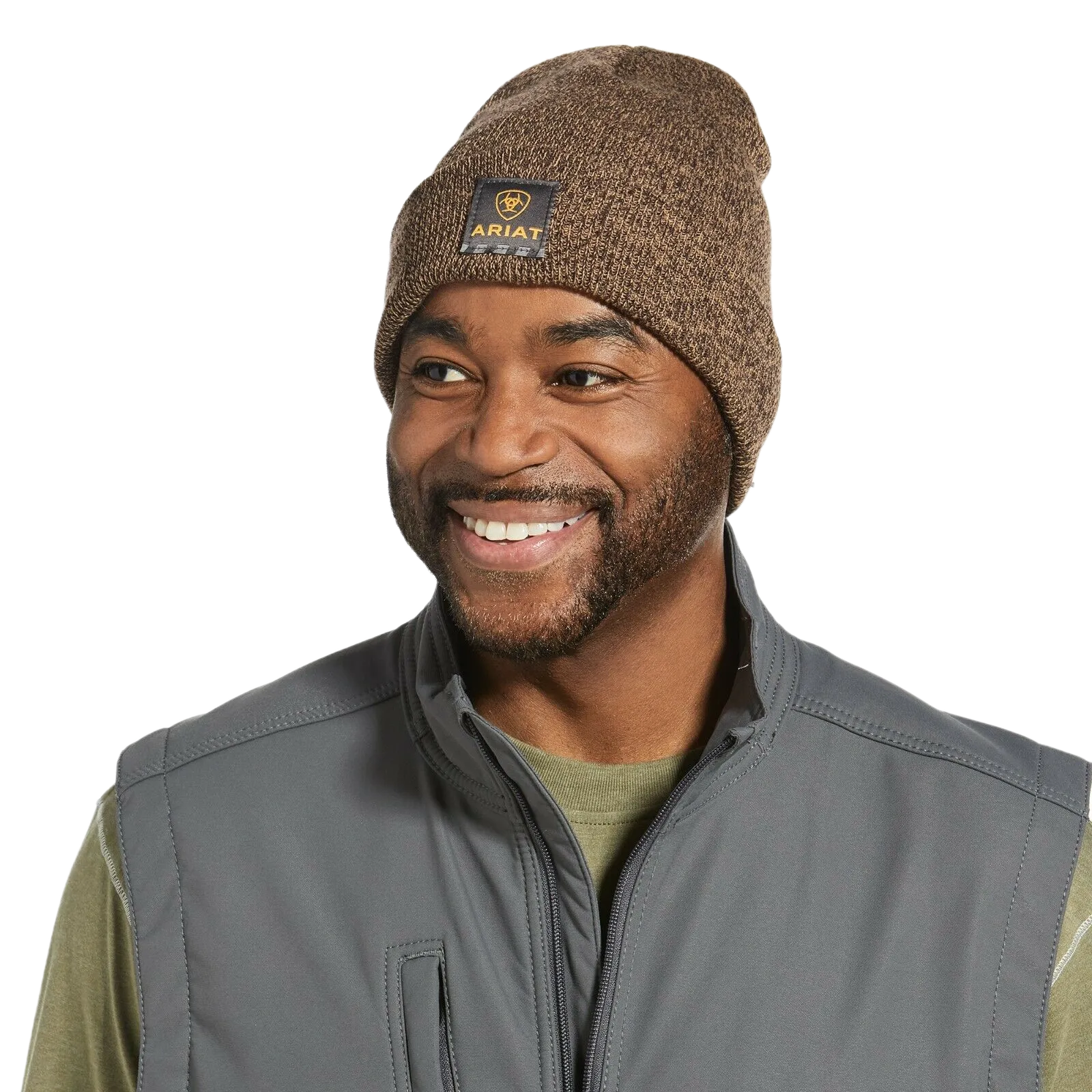 Ariat® Men's Rebar Dark Brown & Sandstone Watch Cap Beanie 10032966