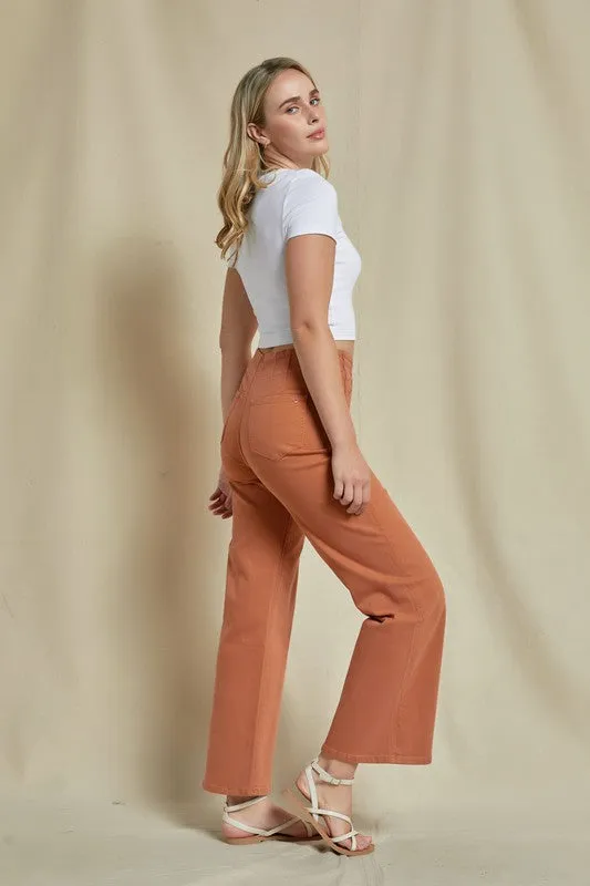 Cinnamon High Rise Wide Leg Denim Pants | Mica