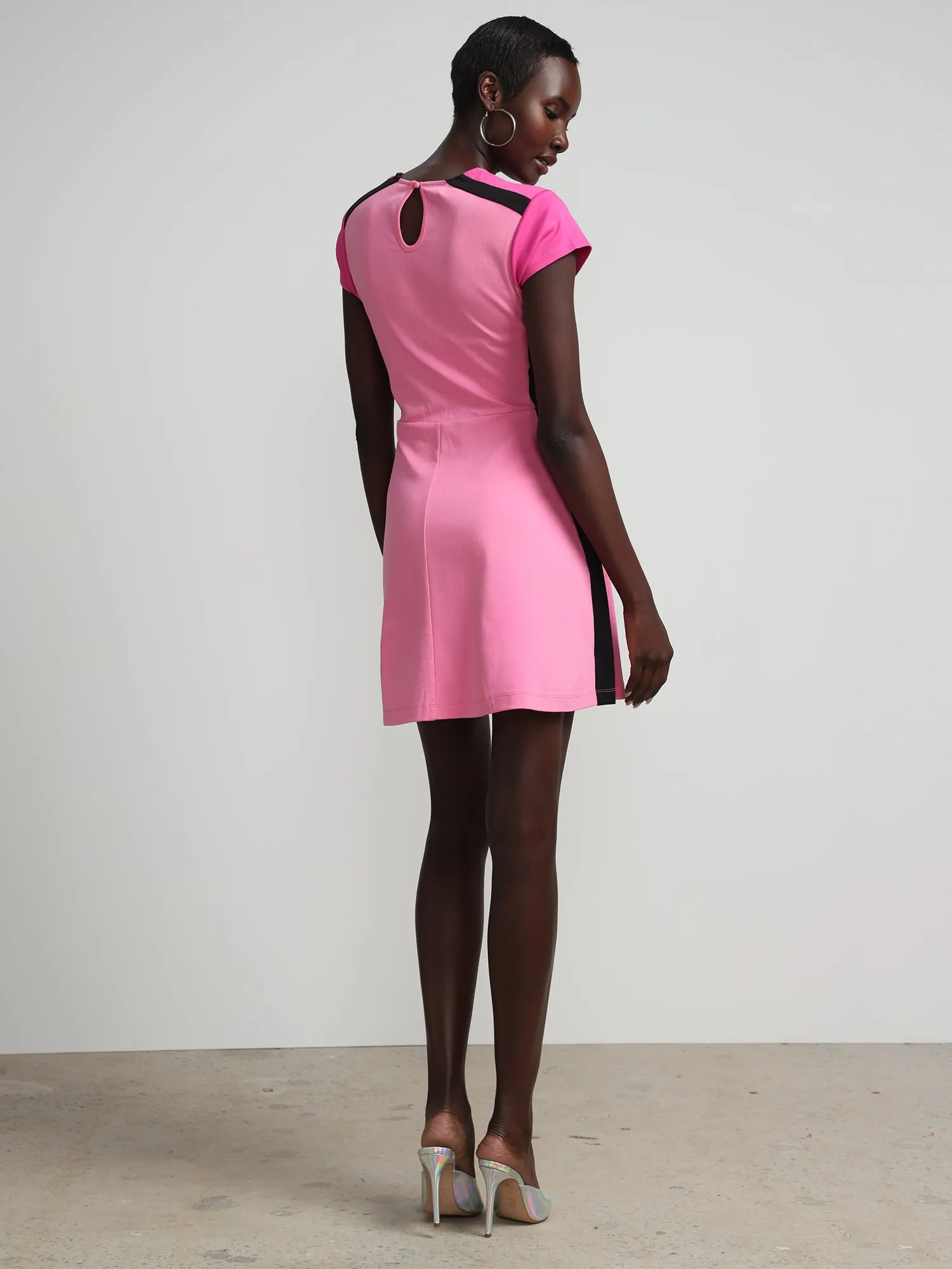 Colorblock Side-Stripe Flare Dress - City Knits