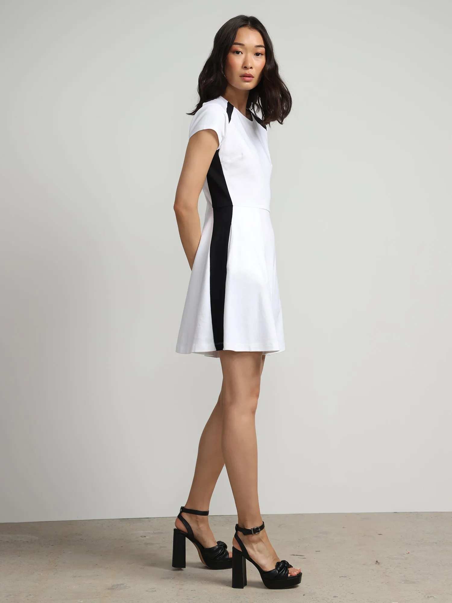 Colorblock Side-Stripe Flare Dress - City Knits