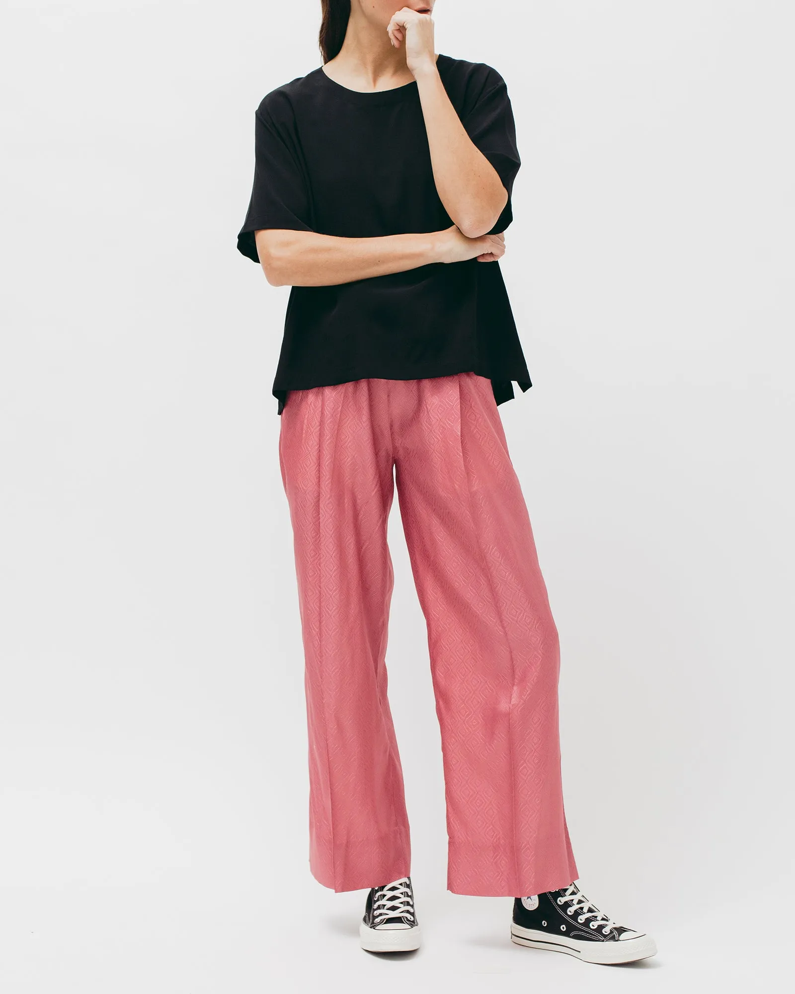Crepe Rayon S/S Shirt - Black