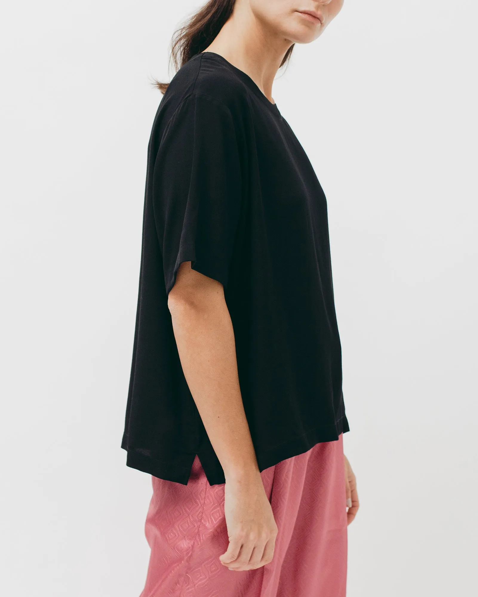 Crepe Rayon S/S Shirt - Black
