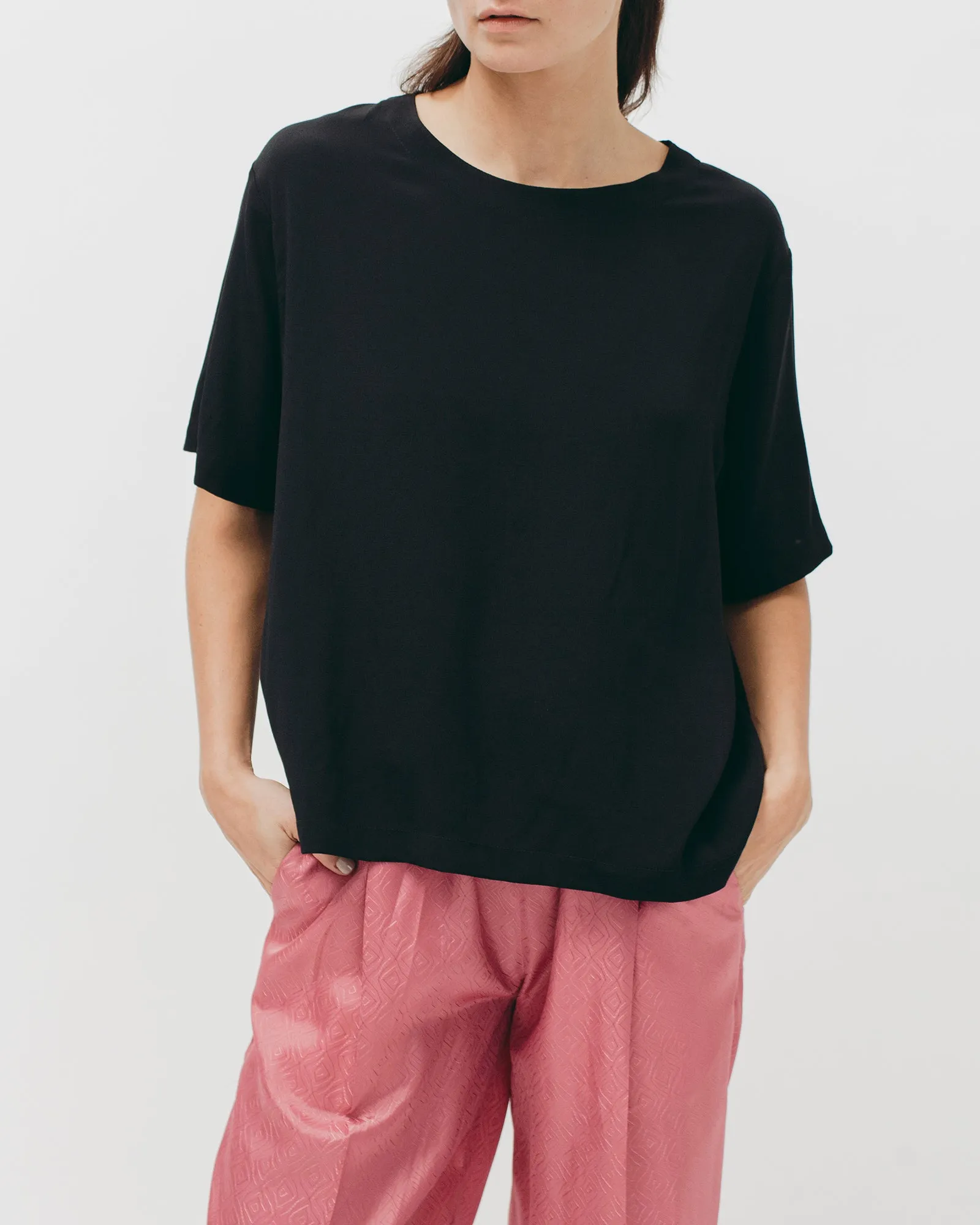 Crepe Rayon S/S Shirt - Black