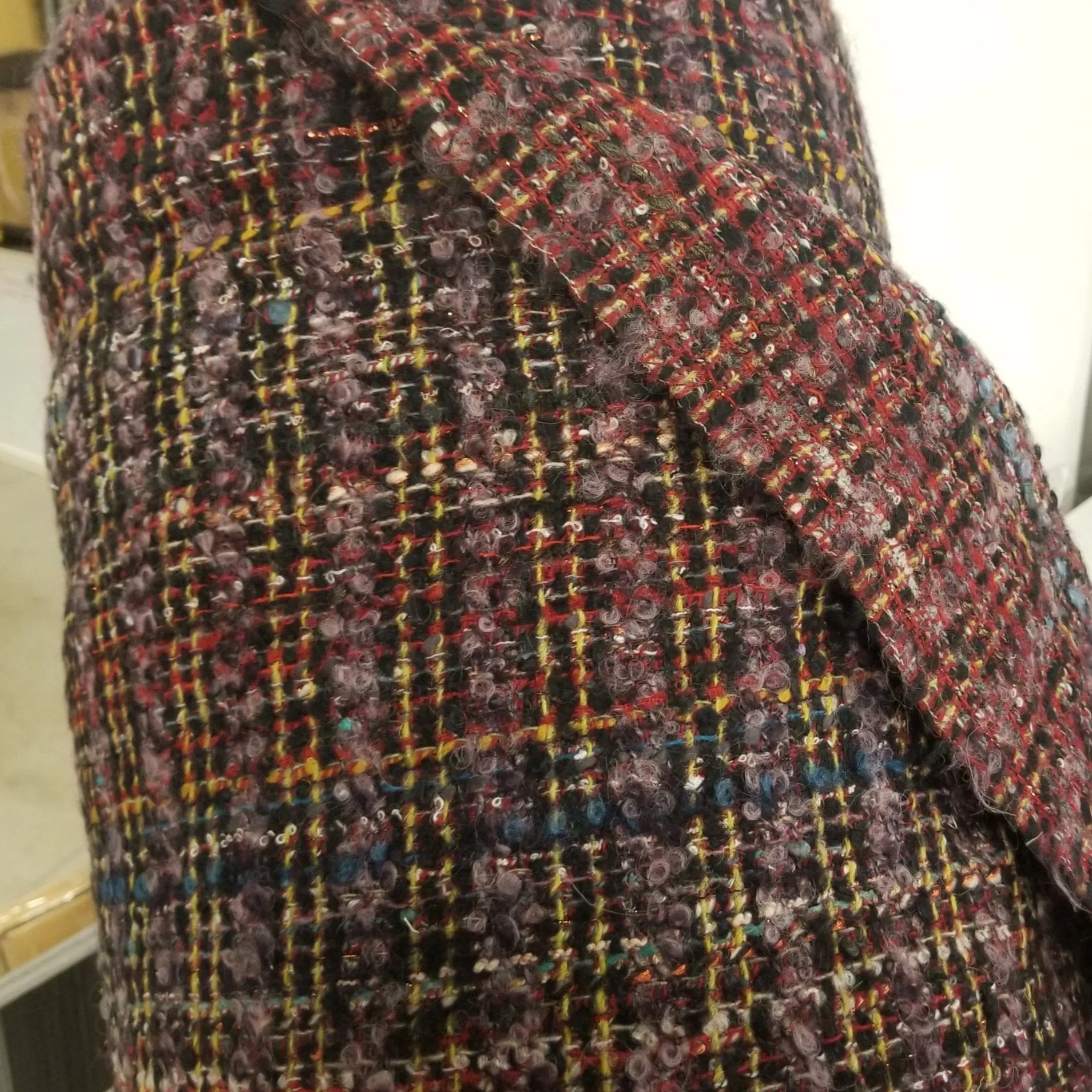 European Deadstock Couture Wool Blend Boucle Tweed Woven- by the yard