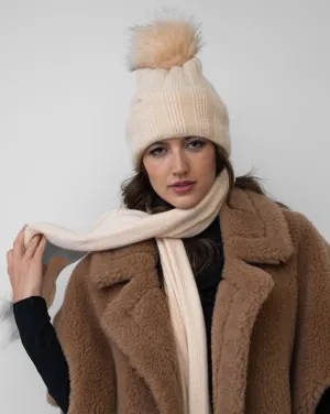 Faux Fur Pom-Pom Wool Hat