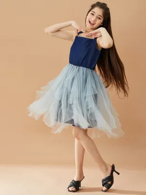 Girls Net Layered Fit Flare Dress