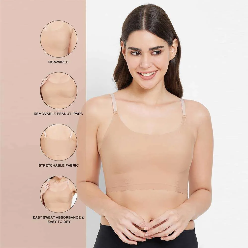 Gococi Padded Non-Wired Full Coverage Seamless T-Shirt Bra - Beige