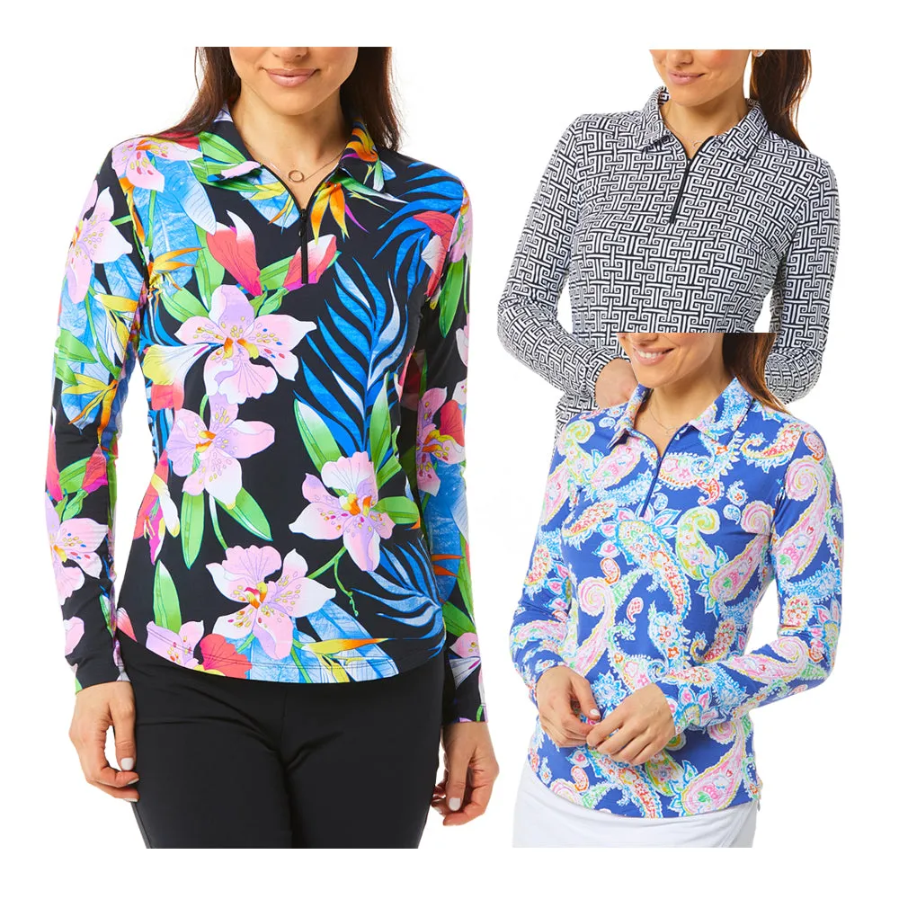 IBKUL Long Sleeve Crew Inner Arm Mesh Panels Golf Polo 2020 Women