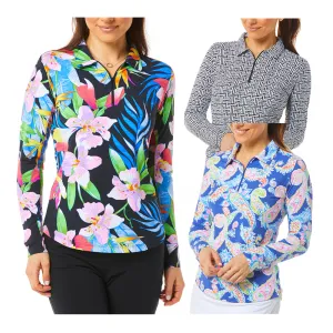 IBKUL Long Sleeve Crew Inner Arm Mesh Panels Golf Polo 2020 Women