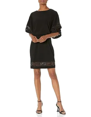 Jessica Howard Women's Elbow Sleeve Boat Neck Dress, Black