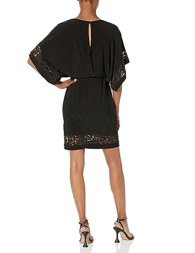 Jessica Howard Women's Elbow Sleeve Boat Neck Dress, Black