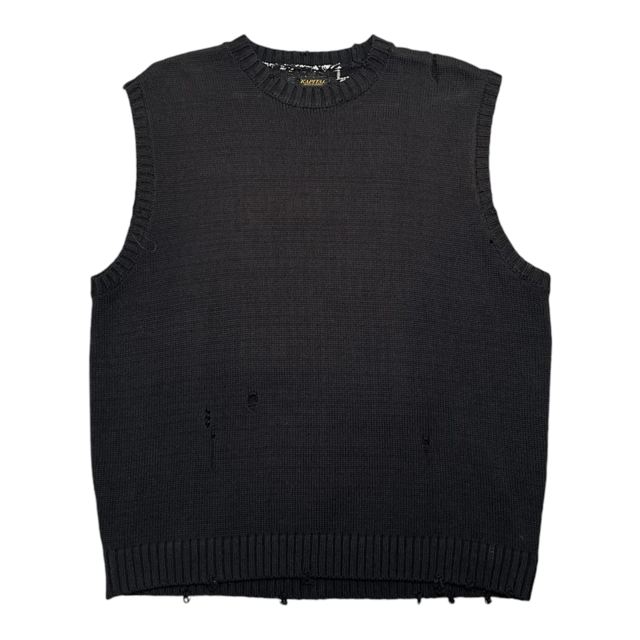 Kapital 5G Cotton Knit Bone Vest Black Pre-Owned