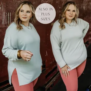Last Chance Size Small | Don't Do Cardio Long Sleeve Top with Side Slits in Light Grey