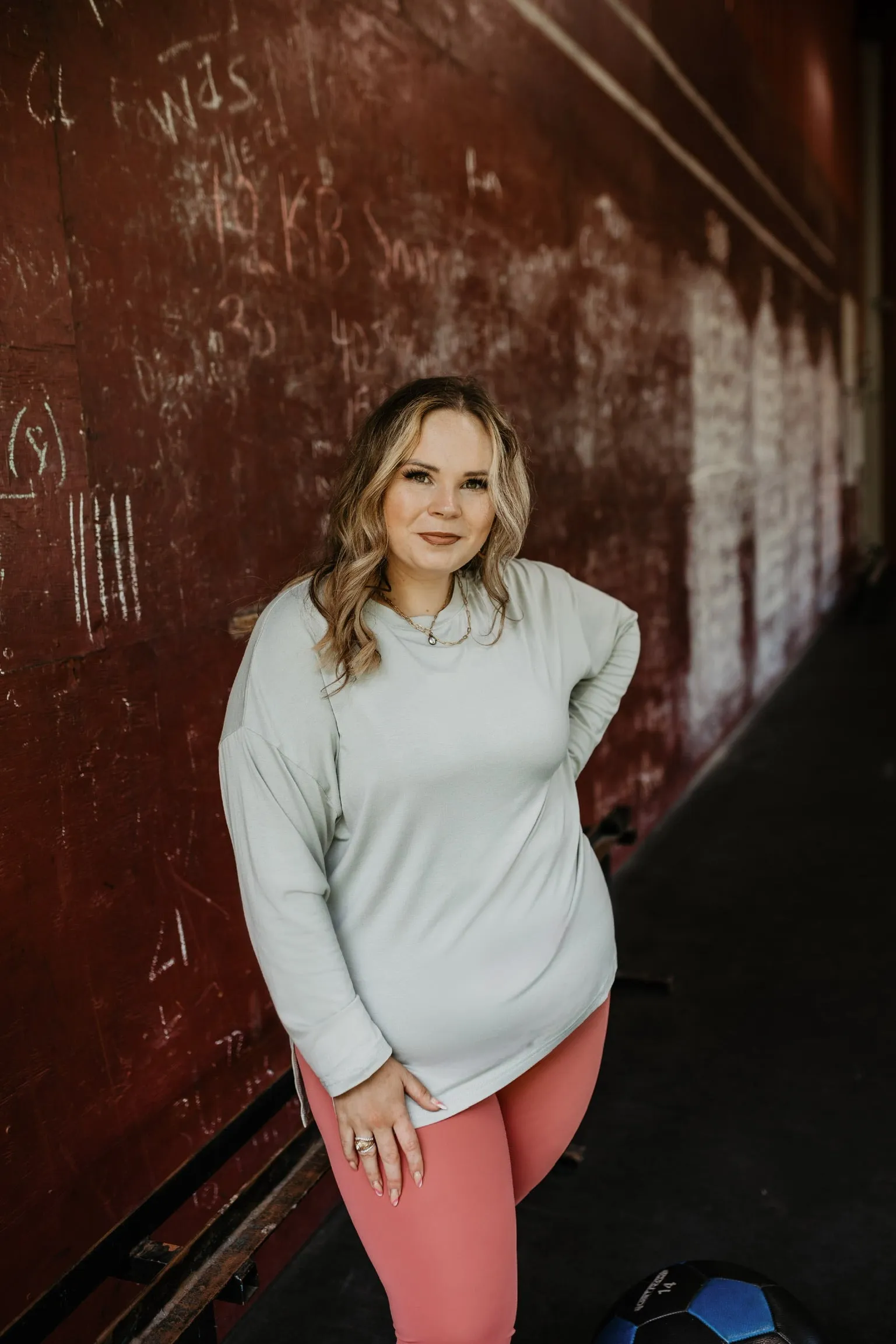 Last Chance Size Small | Don't Do Cardio Long Sleeve Top with Side Slits in Light Grey
