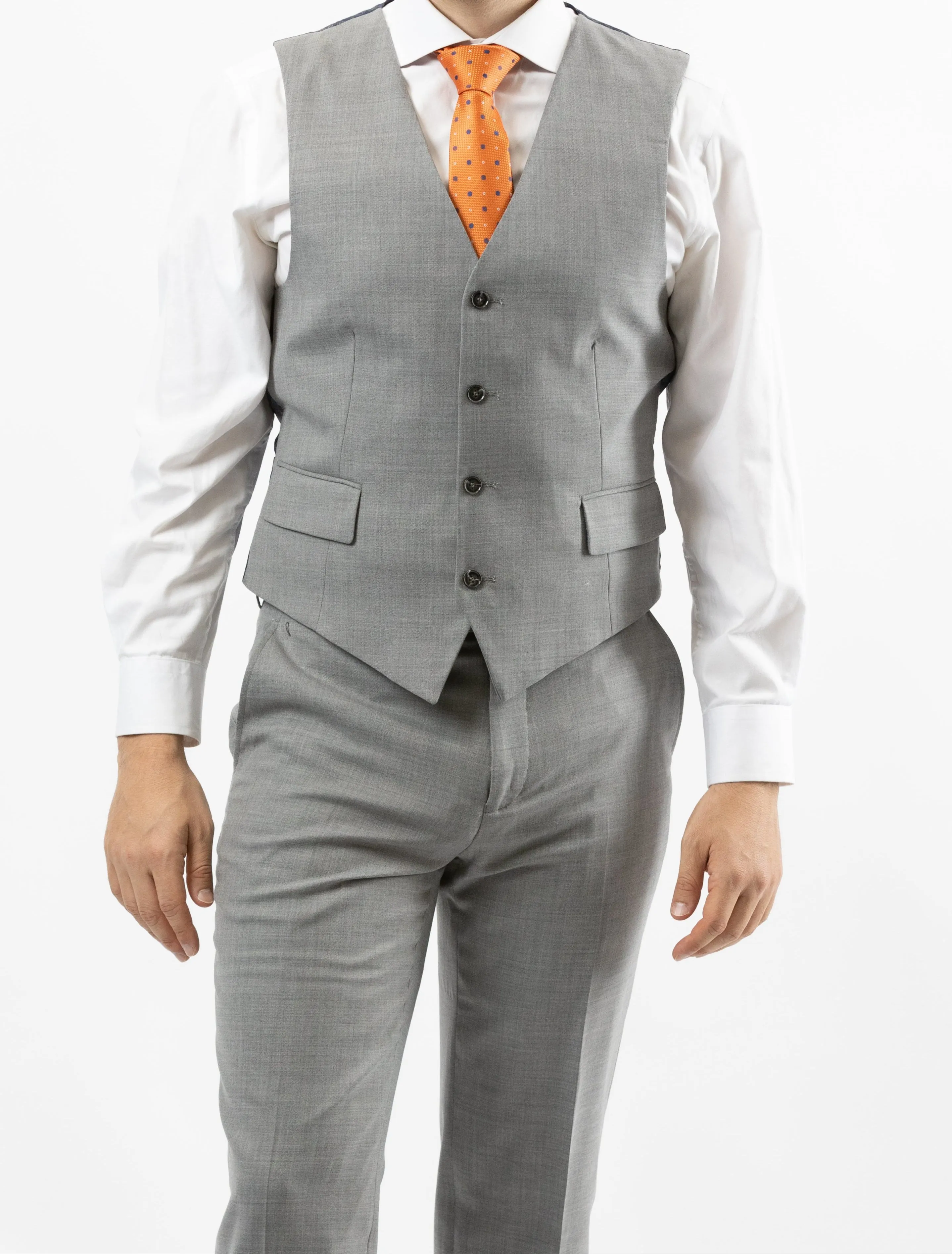 Light Grey Men's Slim-Fit Suit Separates Vest by Karako's Suits