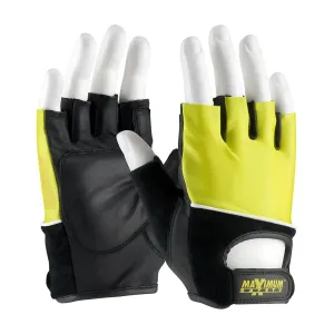 Maximum Safety 122-AV70/XL Leather Palm Lifting Gloves with Reinforced Padded Palm Insert -   Hi-Vis Yellow Cotton Back