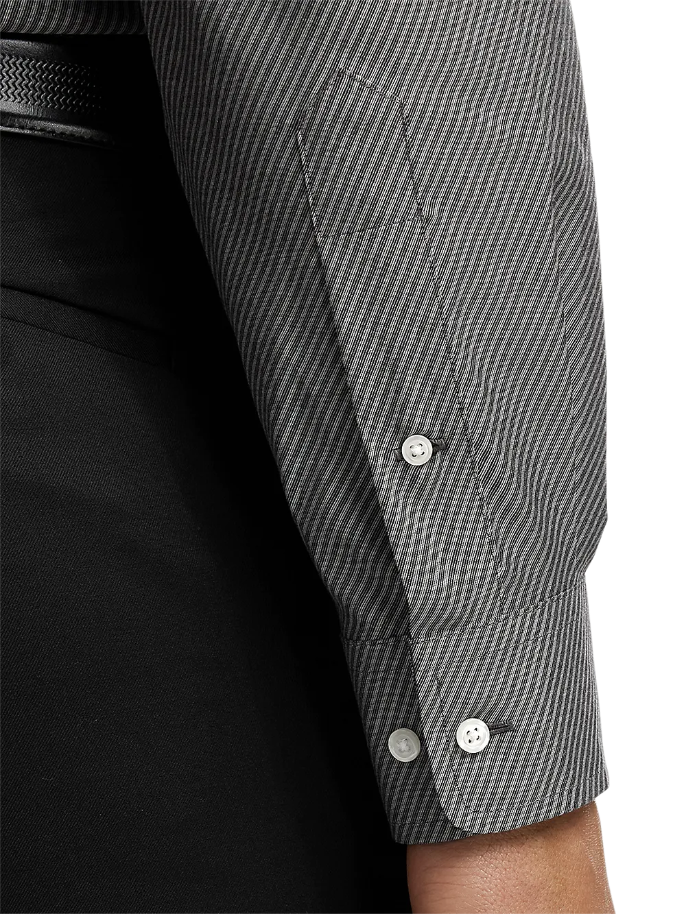 Non-Iron Cotton Diagonal Stripe Dress Shirt - Black