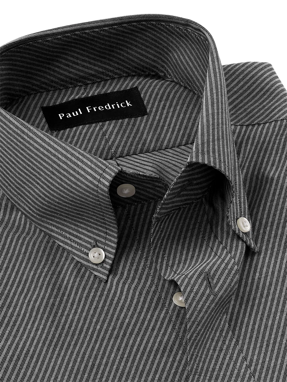 Non-Iron Cotton Diagonal Stripe Dress Shirt - Black