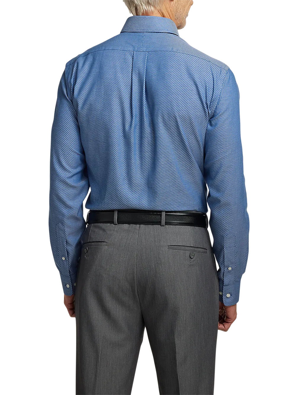 Non-Iron Cotton Diagonal Stripe Dress Shirt - Blue