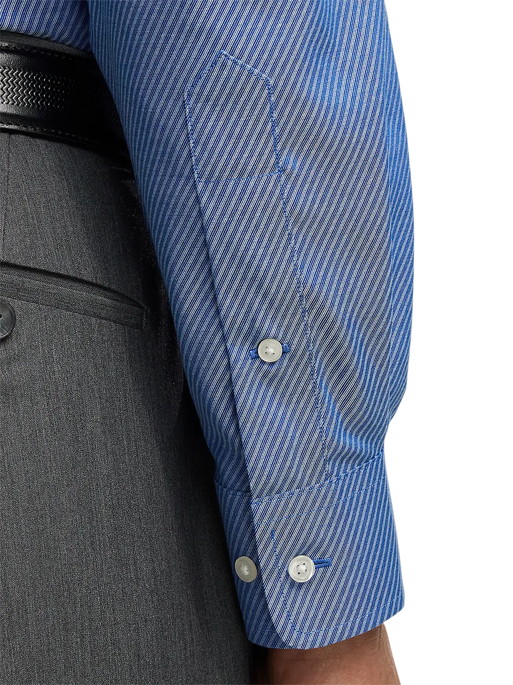 Non-Iron Cotton Diagonal Stripe Dress Shirt - Blue