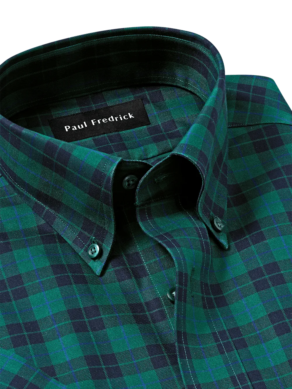 Non-Iron Cotton Plaid Dress Shirt - Navy/green