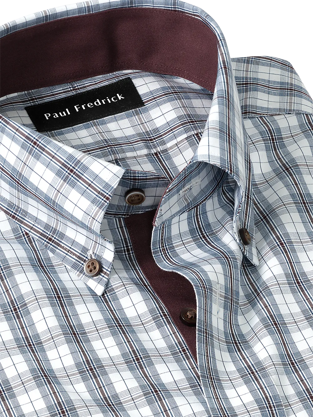 Non-Iron Cotton Plaid Dress Shirt With Contrast Trim - Teal