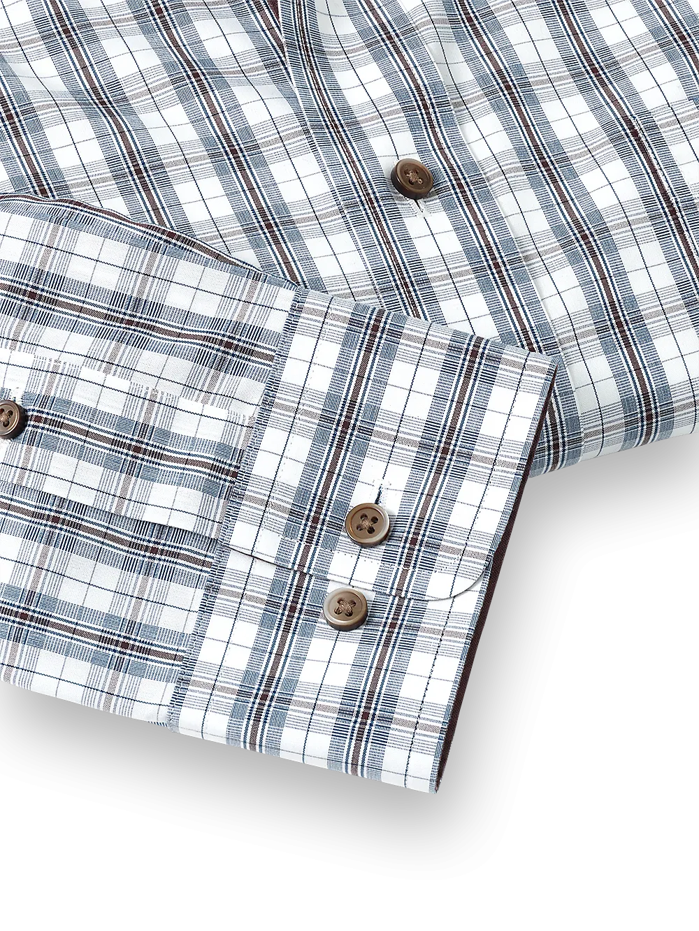Non-Iron Cotton Plaid Dress Shirt With Contrast Trim - Teal