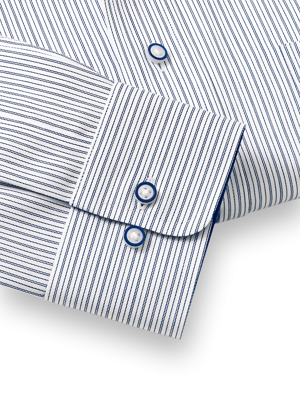 Non-Iron Cotton Stripe Dress Shirt With Contrast Trim - Cobalt