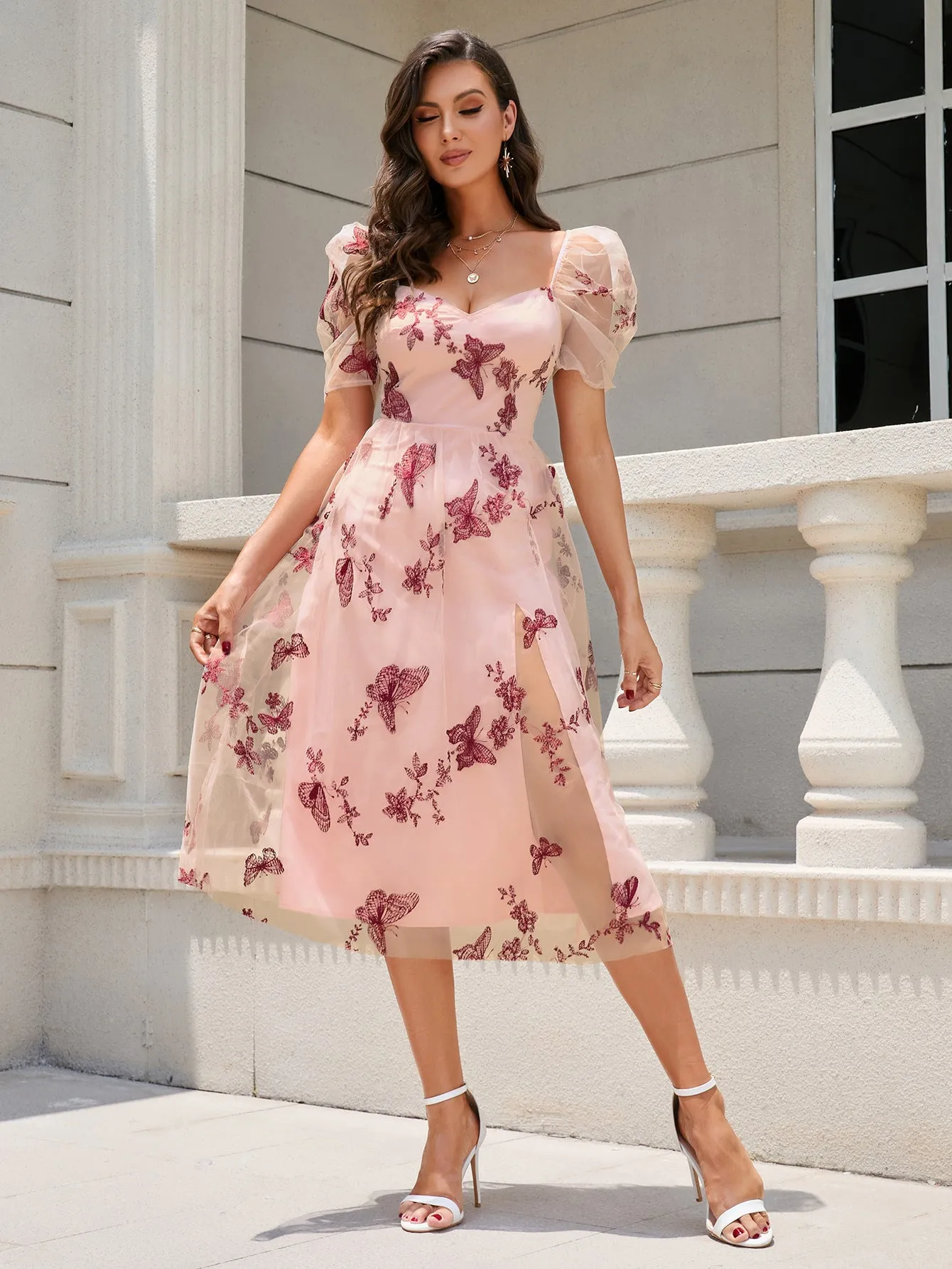 Puffed Sleeve Butterfly dresses for women