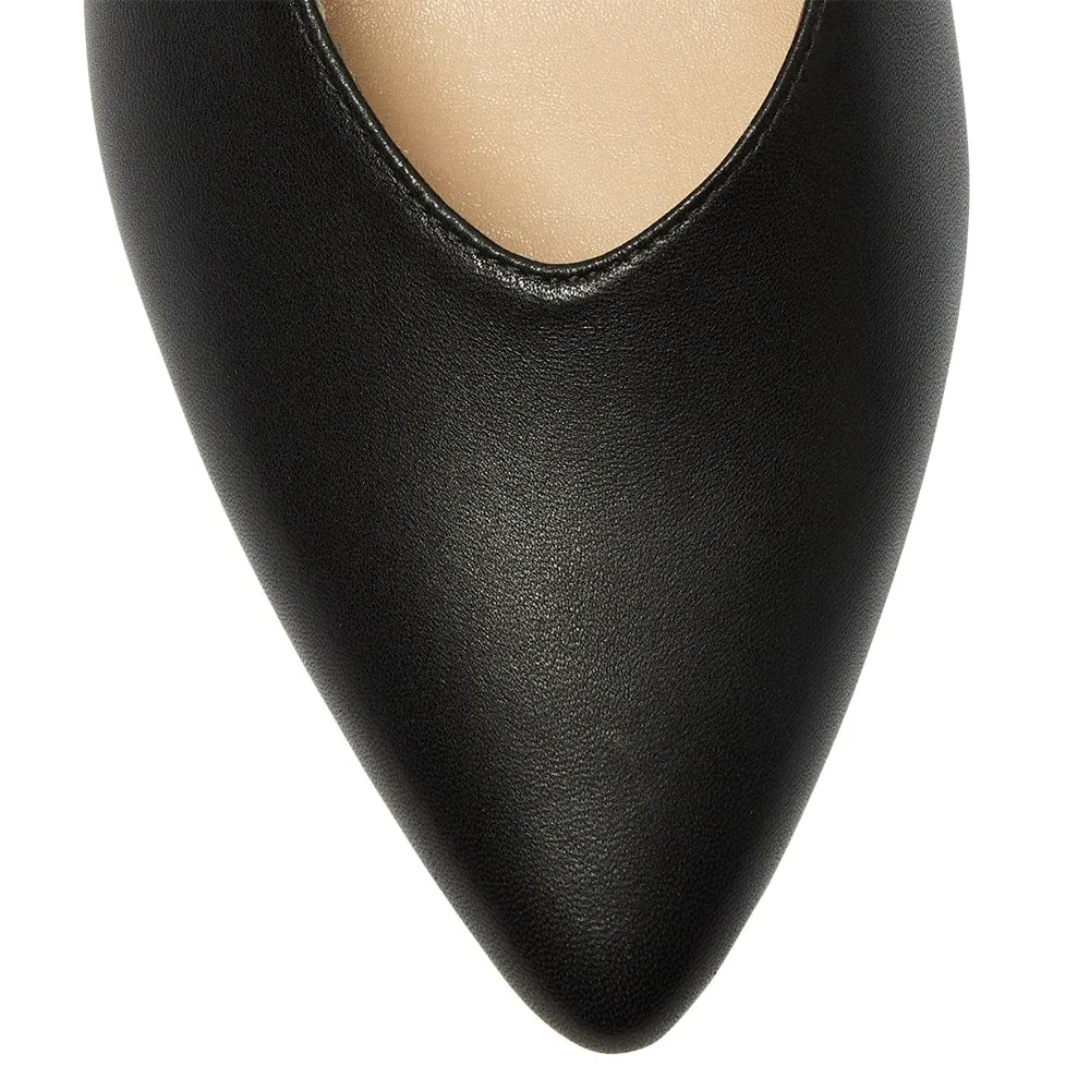 Reagan Heel in Black Leather