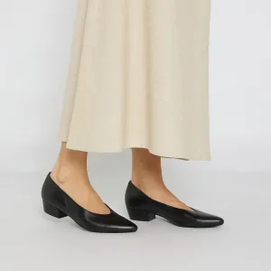 Reagan Heel in Black Leather
