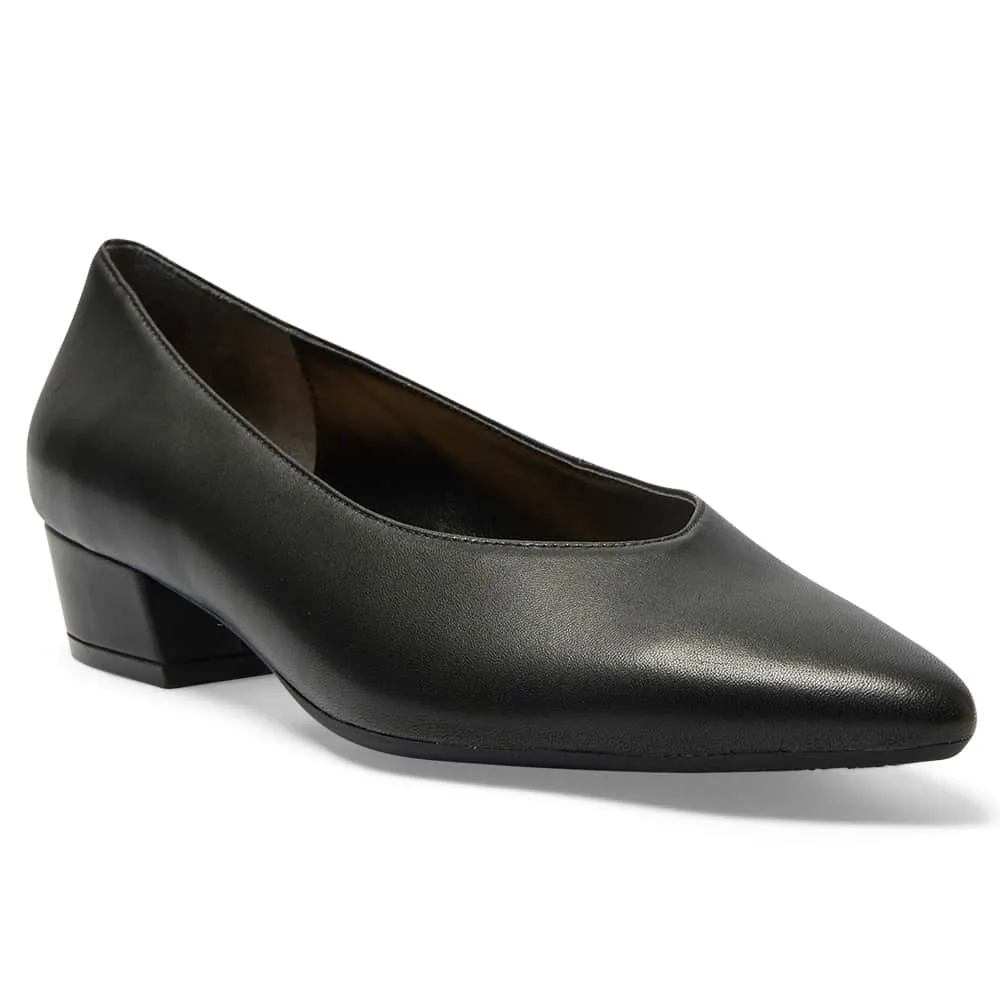 Reagan Heel in Black Leather