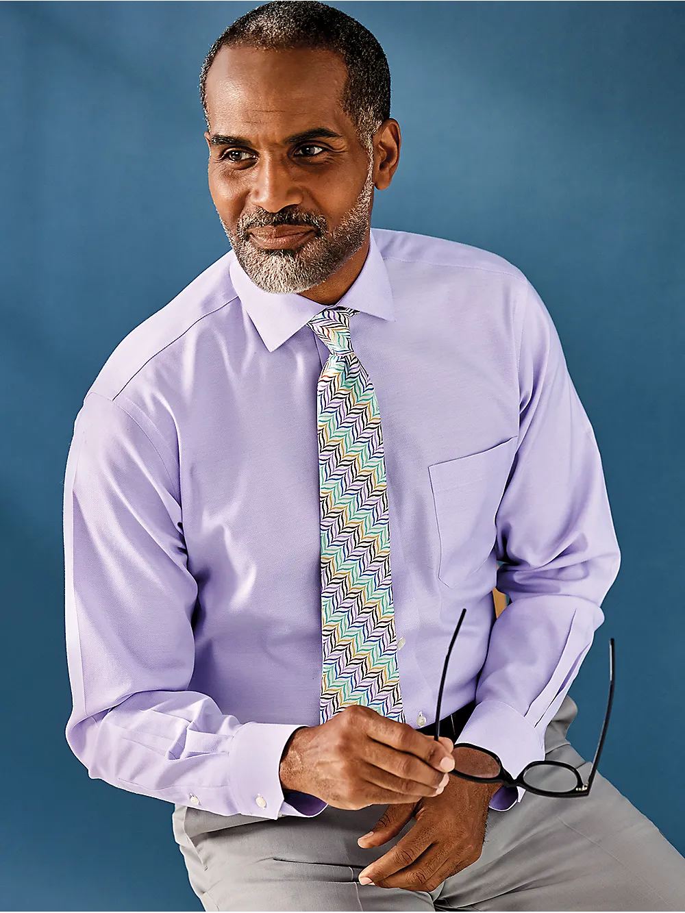 Royal Oxford Comfort Stretch Non-Iron Solid Dress Shirt - Lavender