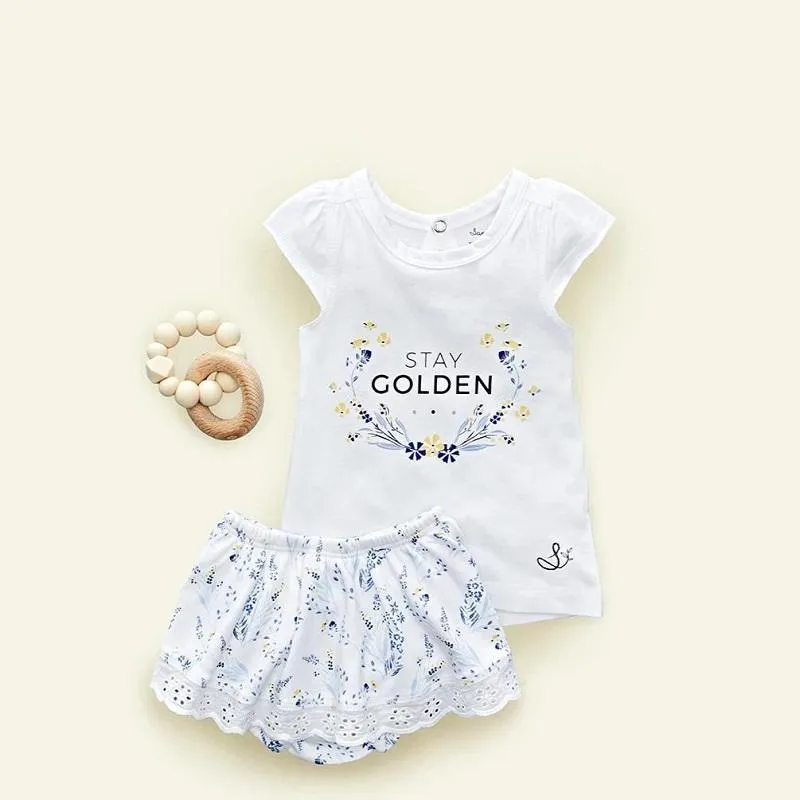 Sapling Child Organic Stay Golden Flutter Sleeve Tee