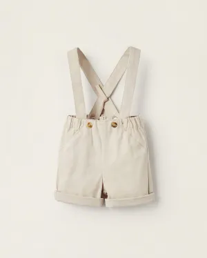Shorts with Removable Straps for Newborns, Beige