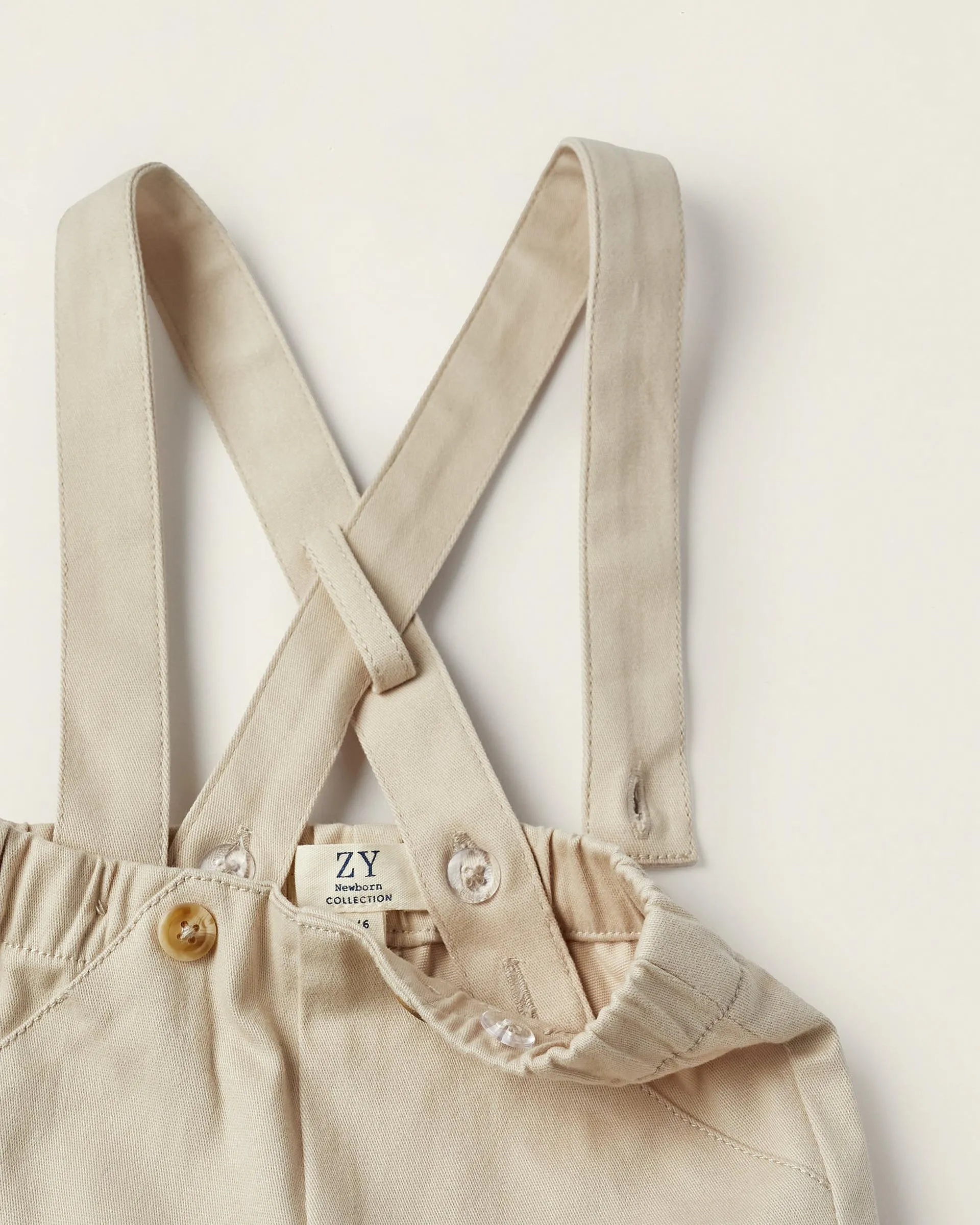 Shorts with Removable Straps for Newborns, Beige