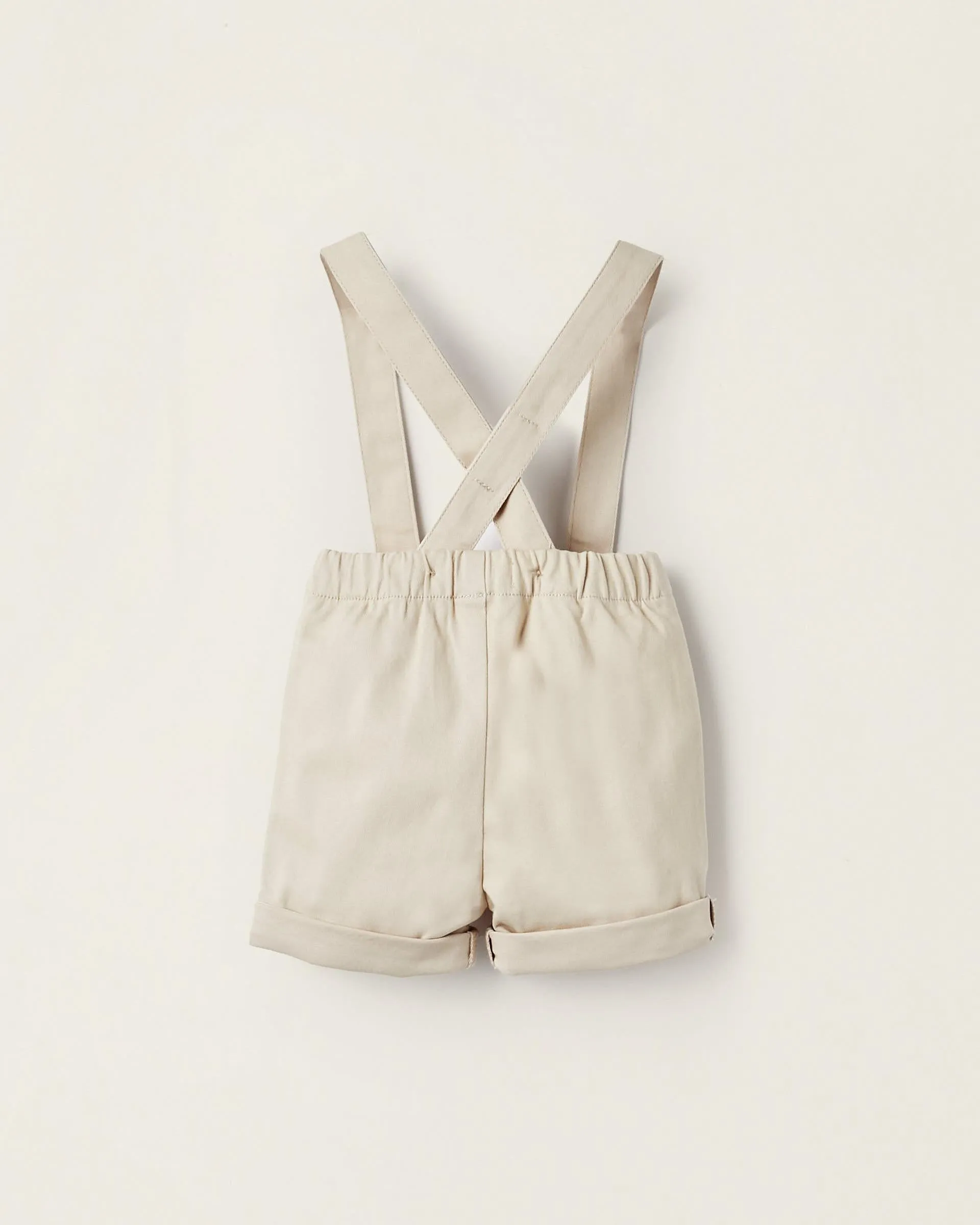 Shorts with Removable Straps for Newborns, Beige