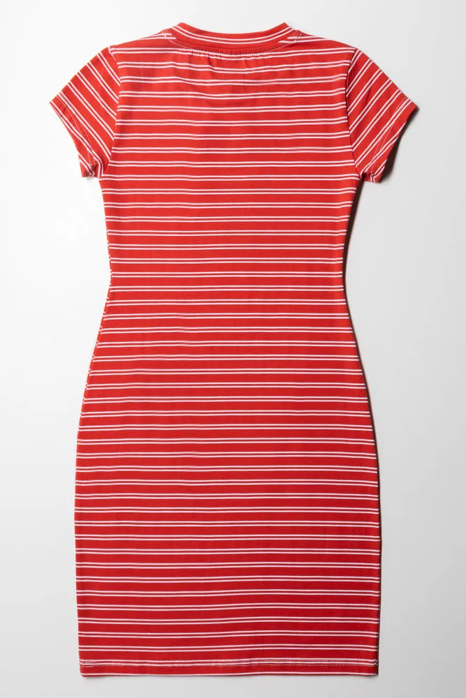 Stripe Bodycon Dress Red