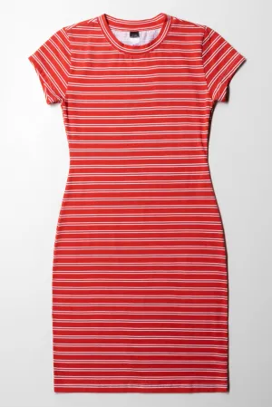 Stripe Bodycon Dress Red