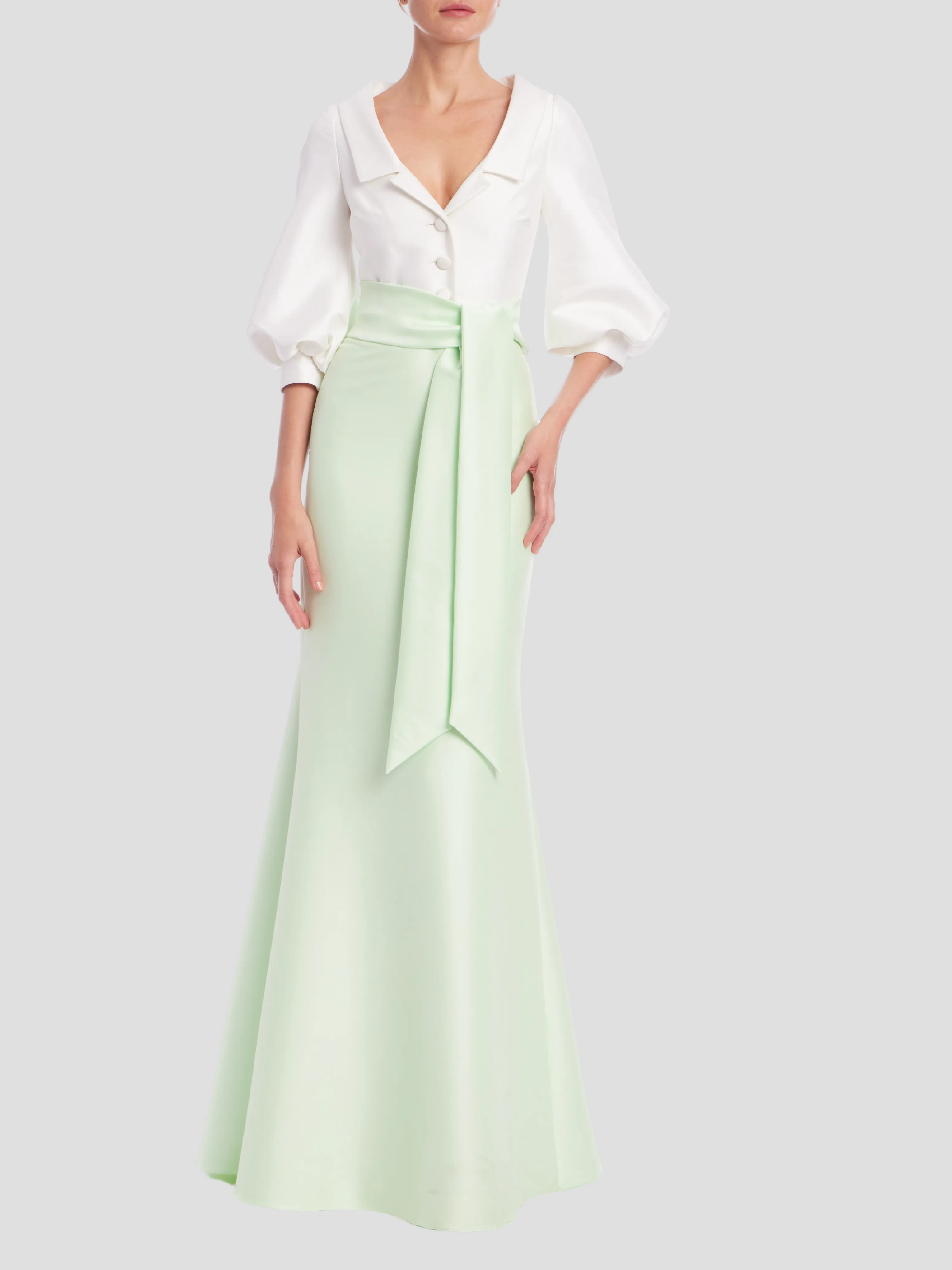 Two Tone Shirt Dress in Green
