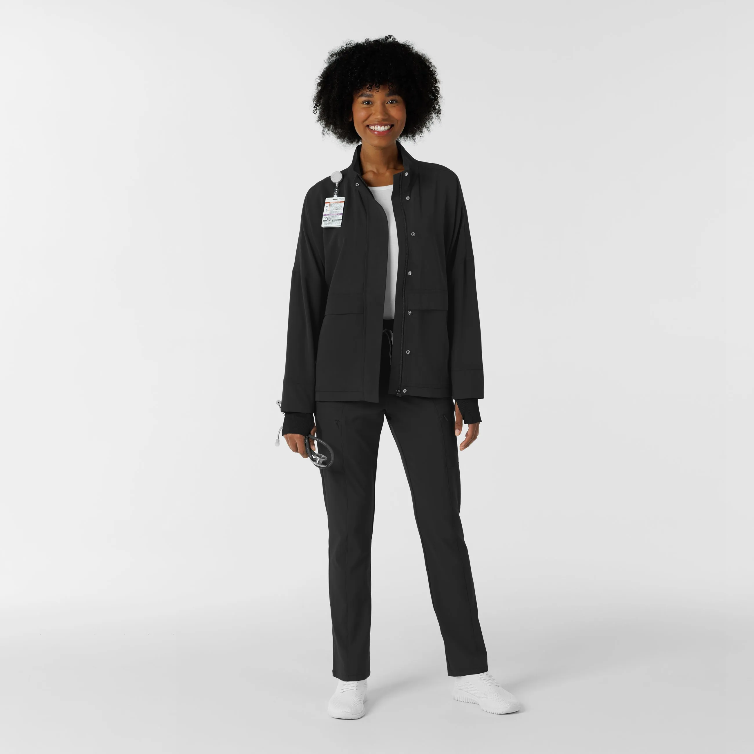 Women's Germs Happen Packable Scrub Jacket - Black